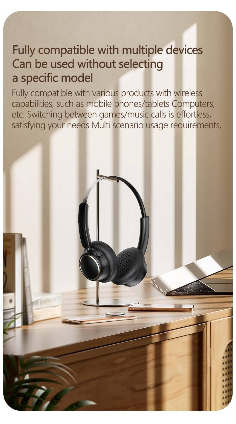 Trådløse vintagehodetelefoner i metall med over-ørene, lang batterilevetid, støydemping og Bluetooth 5.4_voghion.com