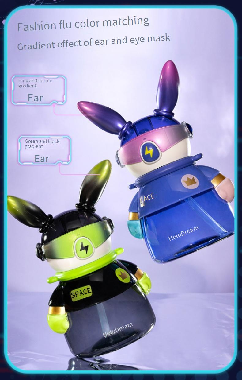 Cartoon Cool Hand Made Lightning Rabbit Space Cup 1000mL Creative Flying Cover Straw Plastic Water Cup_voghion.com