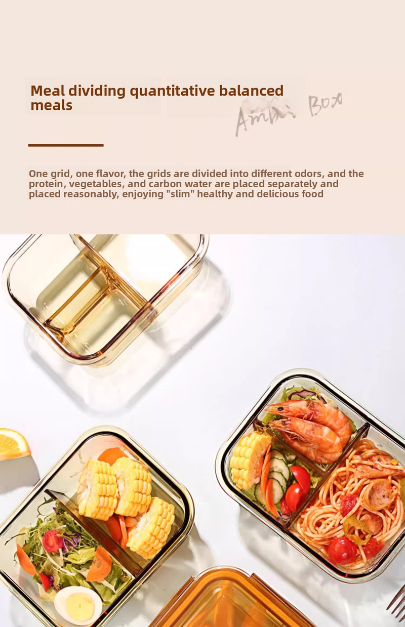 Borosilicate Glass Lunch Box Microwave & Oven Safe Meal Prep Container With Dividers (Leakproof BPA-Free Ideal For Office Reheating & Salad Storage)_voghion.com