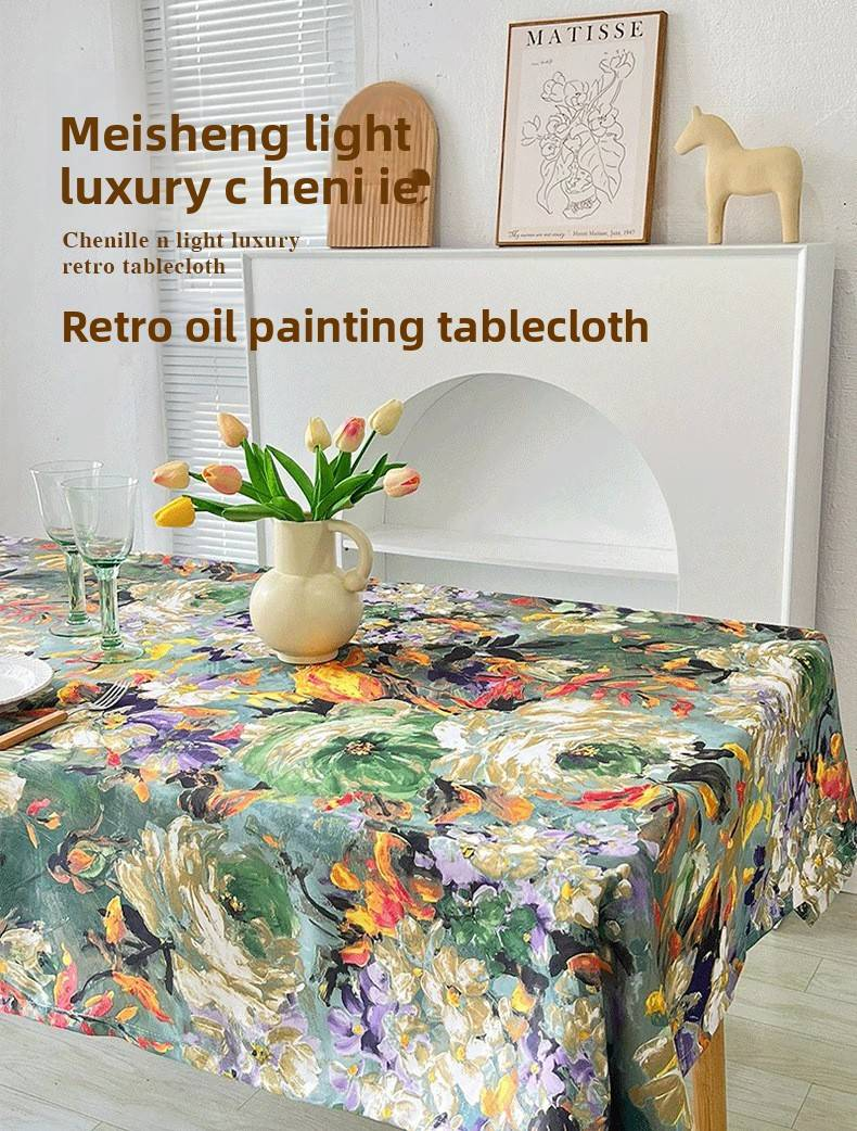 Elegante tovaglia in poliestere con motivo floreale vintage – antiscivolo, resistente al calore, copertura decorativa per sala da pranzo e cucina_voghion.com