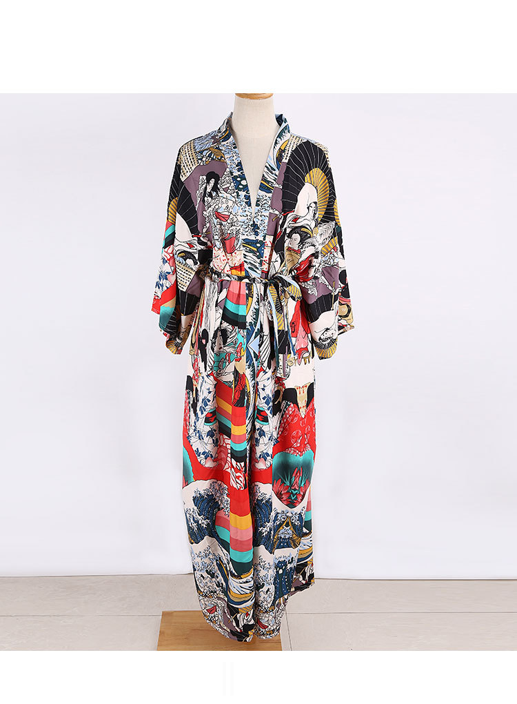 Vêtements pour femmes, léger, manches longues, plage, kimono, protection solaire, cardigan ouvert sur le devant, maillot de bain, enveloppant, coupe ample, essentiel pour l'été_voghion.com