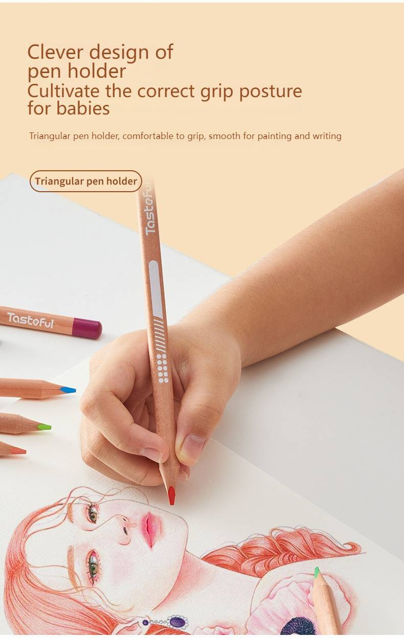 Professionelles 48-farbiges Jumbo-Dreiecks-Buntstifte-Set – Hochwertiges Künstlerzubehör aus Holz für Kinder und Künstler – Ideales Geschenk zum Zeichnen und Skizzieren_voghion.com