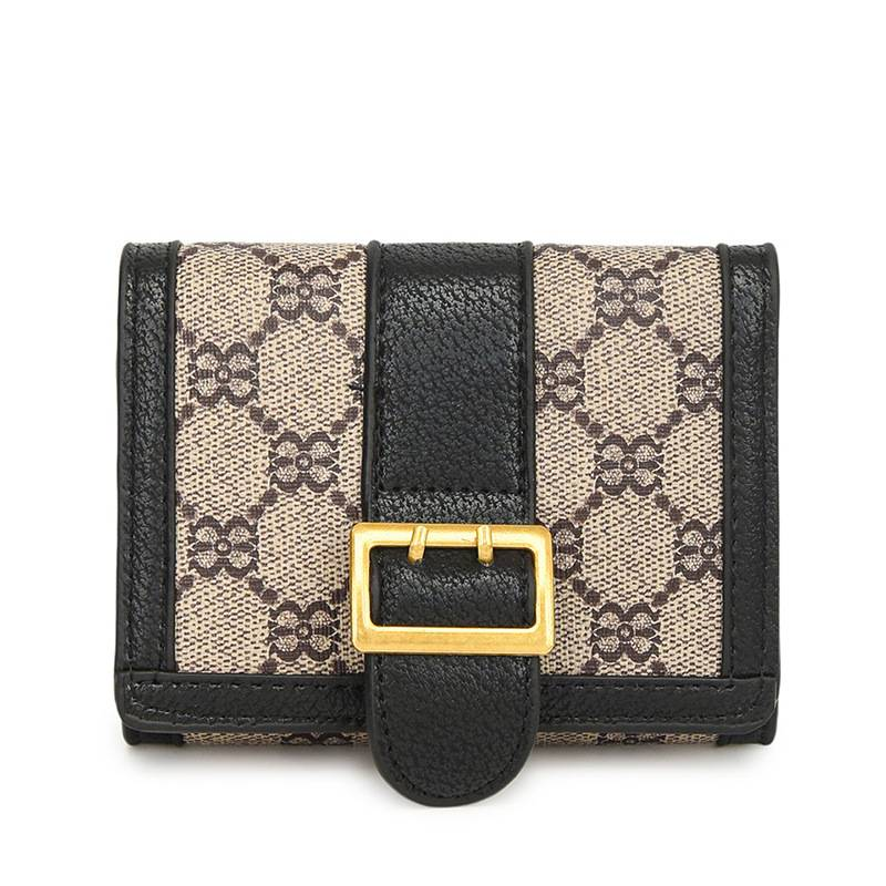 Vintage Floral Wallet – Small Tri-Fold Leather Card Holder (3 Colors)_voghion.com