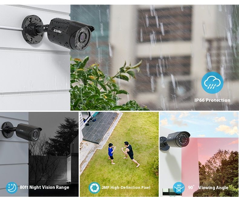 Caméra de sécurité extérieure/intérieure avec vision nocturne infrarouge, étanchéité IP66, détection de mouvement et large plage de températures (-20 °C à 60 °C)._voghion.com