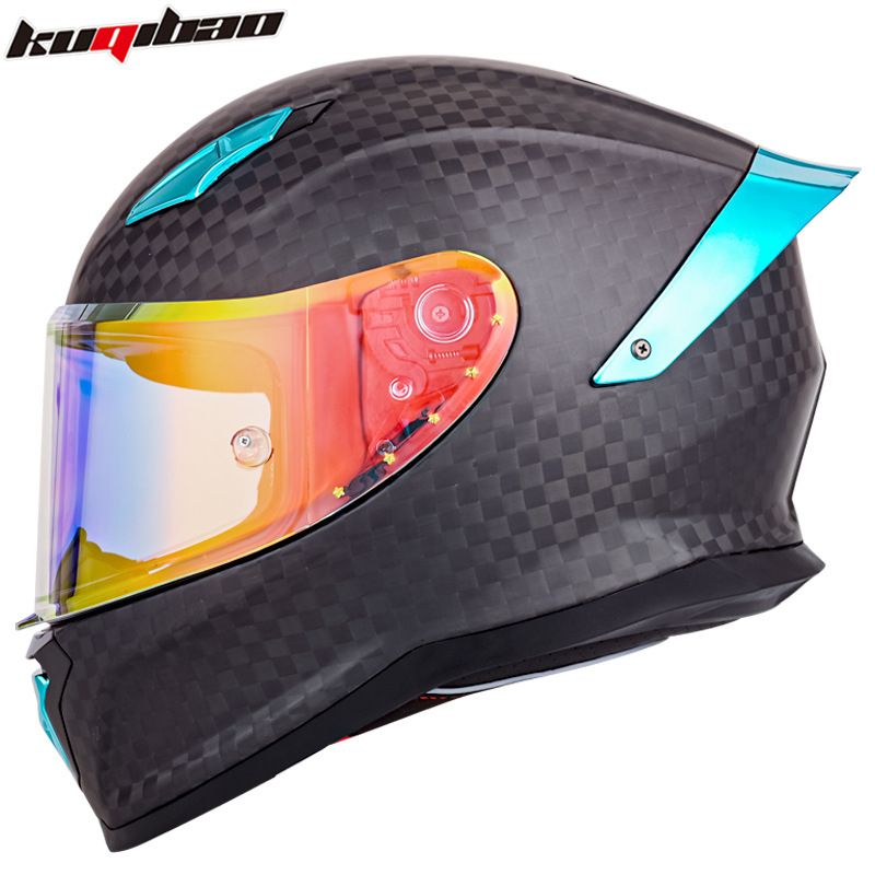 Casco de motocicleta de fibra de carbono KQIPOW: integral, tejido 3K/12K, con certificación DOT y 3C, ligero y de carreras para hombre y mujer._voghion.com