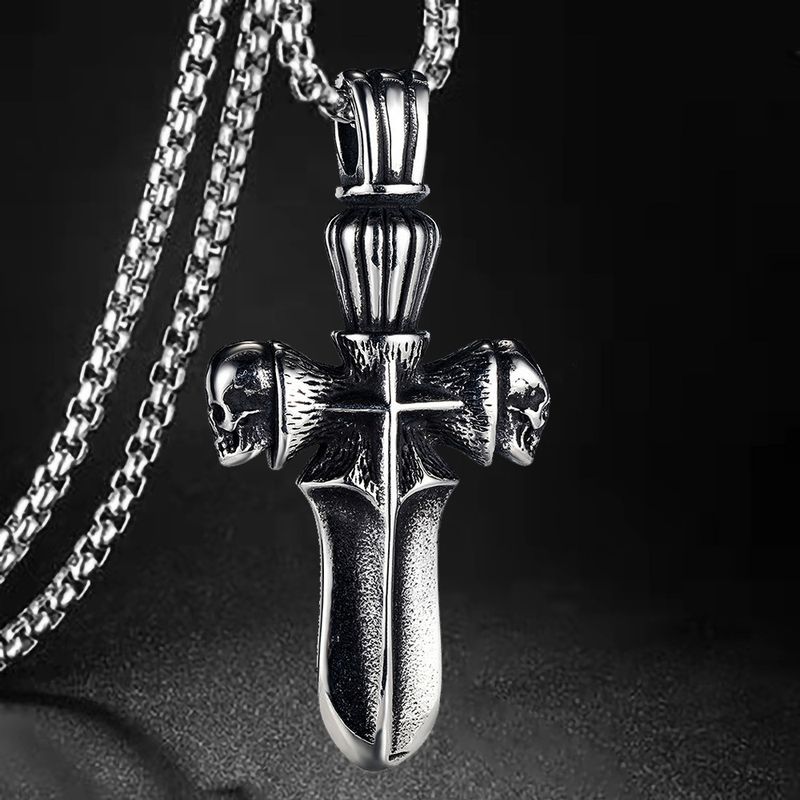 Nuovi gioielli europei e americani con personalità croce in acciaio inossidabile, collana da uomo in acciaio al titanio_voghion.com
