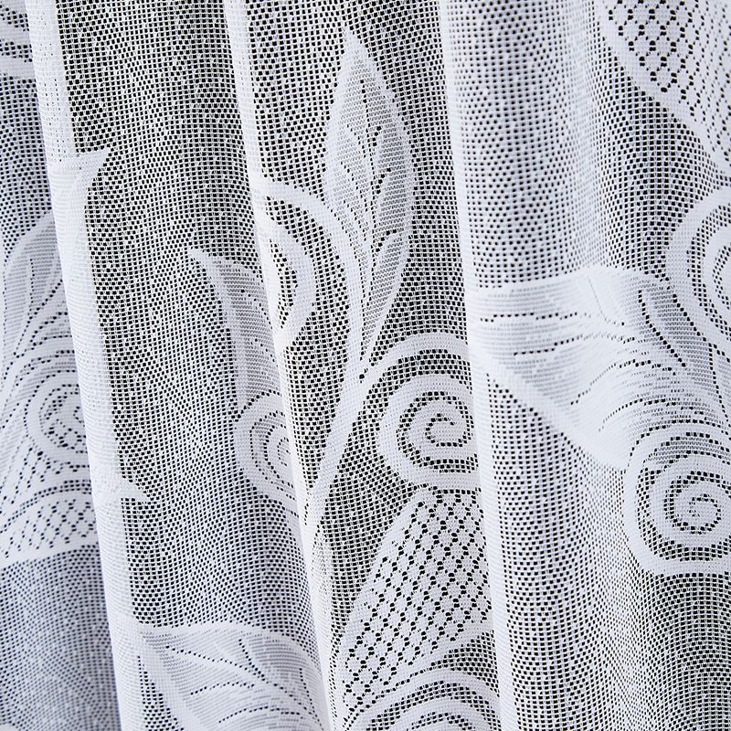 White Polyester Crochet Lace Door Curtain – 180x100cm Floral Cutout Panel For Kitchen, Study & Entryway – Lightweight Sheer Window Drape_voghion.com