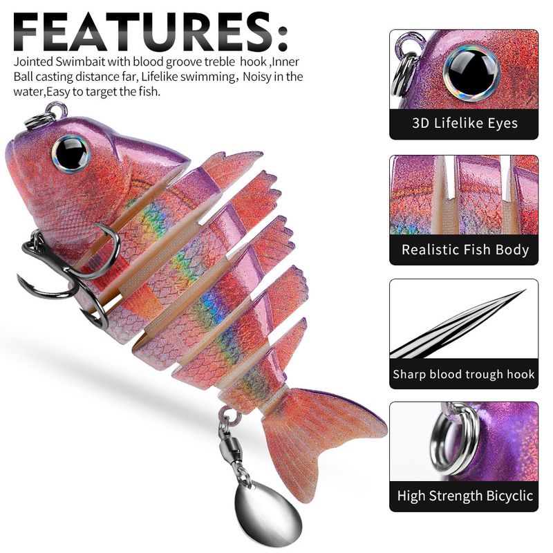 6-teiliger mehrteiliger Fisch-Seefischen mit Spinner-Pailletten, 9 cm, 24,6 g, Bass-Köder_voghion.com