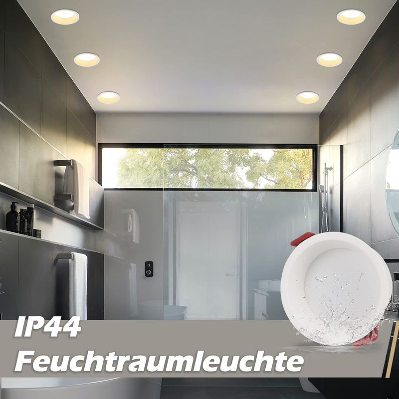 Glitzerlife LED Einbaustrahler Einbauleuchten Badezimmer - 5er 3000K Warmweiß Badlampe Einbauspots 5W IP44 LED Badleuchte Deckeneinbaustrahler Für Büro Esszimmer_voghion.com