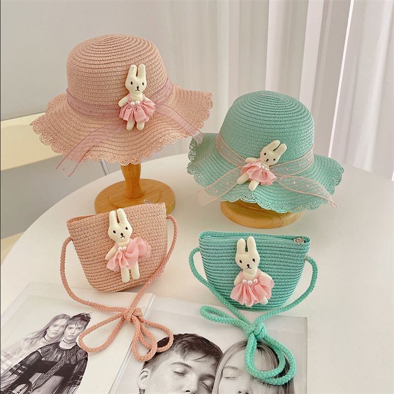 Cappello di paglia per bambini, da principessa, da spiaggia, estivo, sottile, fresco, con protezione solare, per bambine_voghion.com