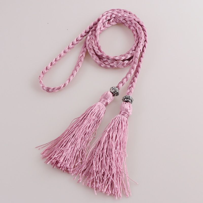 Ceinture à pompon tressée pour femmes, nouvelle collection 2022, nœud décoratif pour cheveux, jupe Hanfu, chaîne, corde de taille_voghion.com