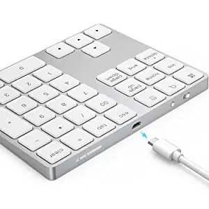 Awireless Rechargeable Aluminum 34-Key Number Keyboard Data Entry Compatible for Book,Book Air/Pro_voghion.com