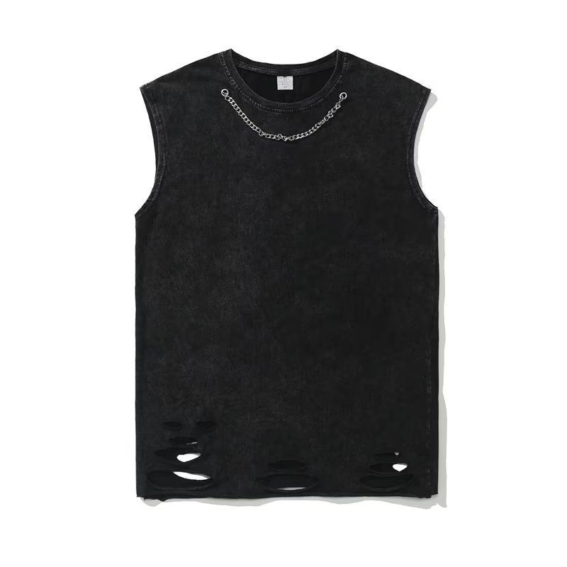 Canotta sportiva estiva tinta unita, alla moda, senza maniche, a maniche corte, semplice e versatile, con scollo a cuore_voghion.com