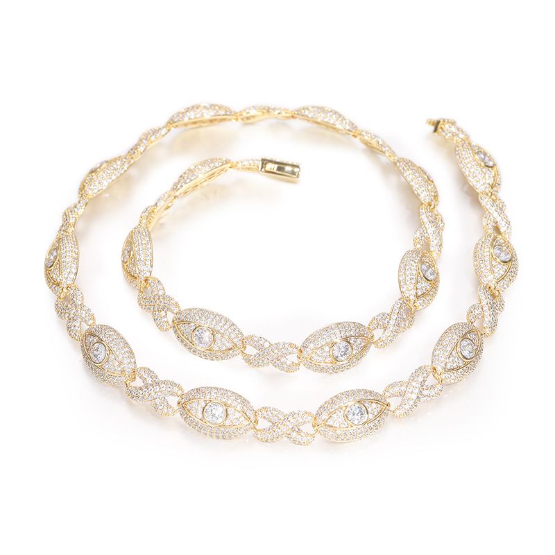 Collana Hip Hop con Zirconi, Gioielli da Uomo, Catena Cubana a Forma di 8, Occhi Infiniti da 11 mm, Accessori Moda_voghion.com