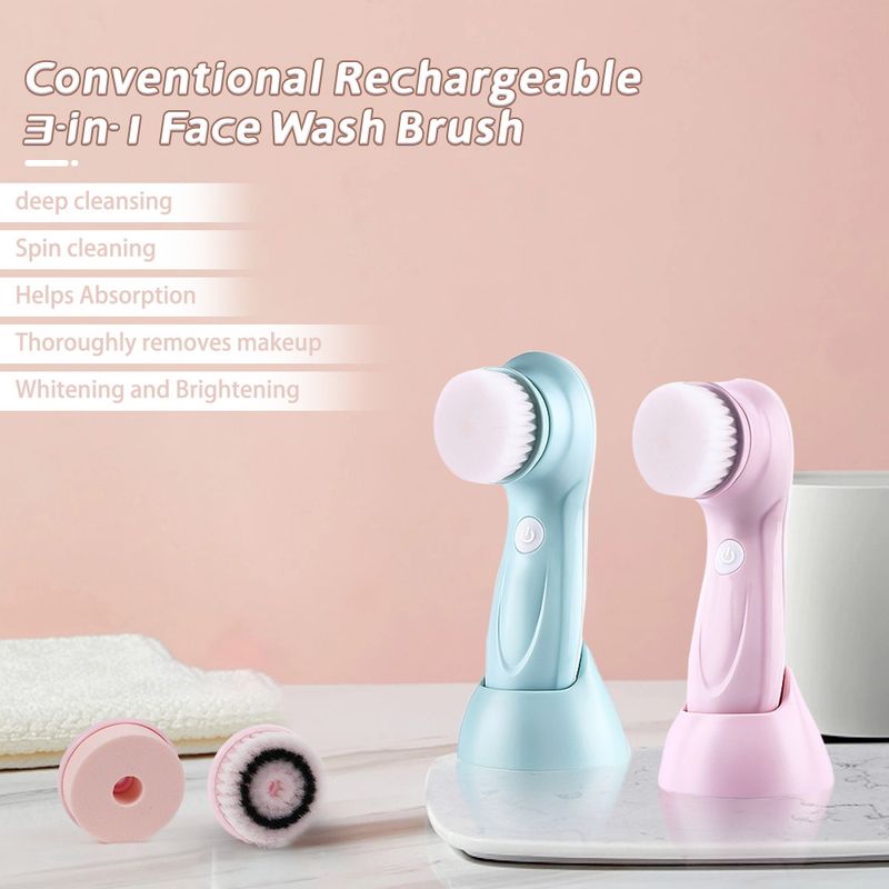 3-in-1 Electric Facial Cleanser Rotating Massage Face Brush Blackhead Pore Cleaner Deep Cleansing_voghion.com