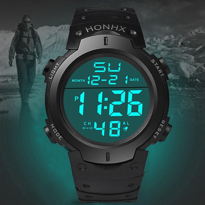 Yamaler HONHX Unisex regulowany pasek z podświetleniem, duża tarcza, sportowy cyfrowy zegarek na rękę_voghion.com