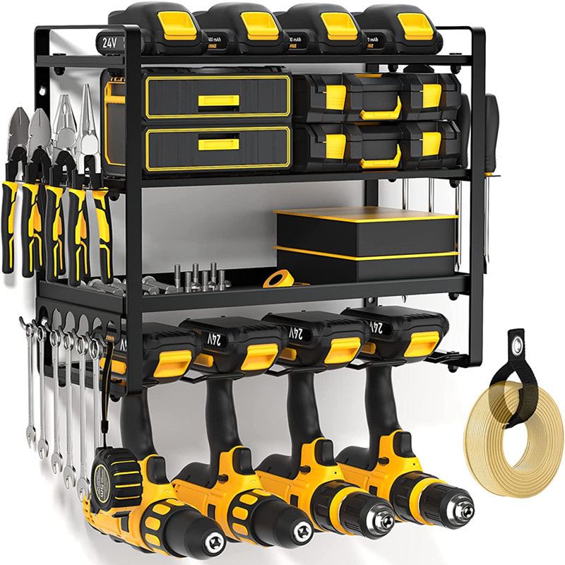 Support de perceuse à main à quatre couches, support mural pour outils électriques, support de rangement pour perceuse rechargeable, support de rangement pour outils de garage_voghion.com