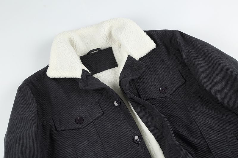 Men's Clothing Autumn And Winter Long Sleeved Lapel Corduroy Plus Velvet Jacket_voghion.com