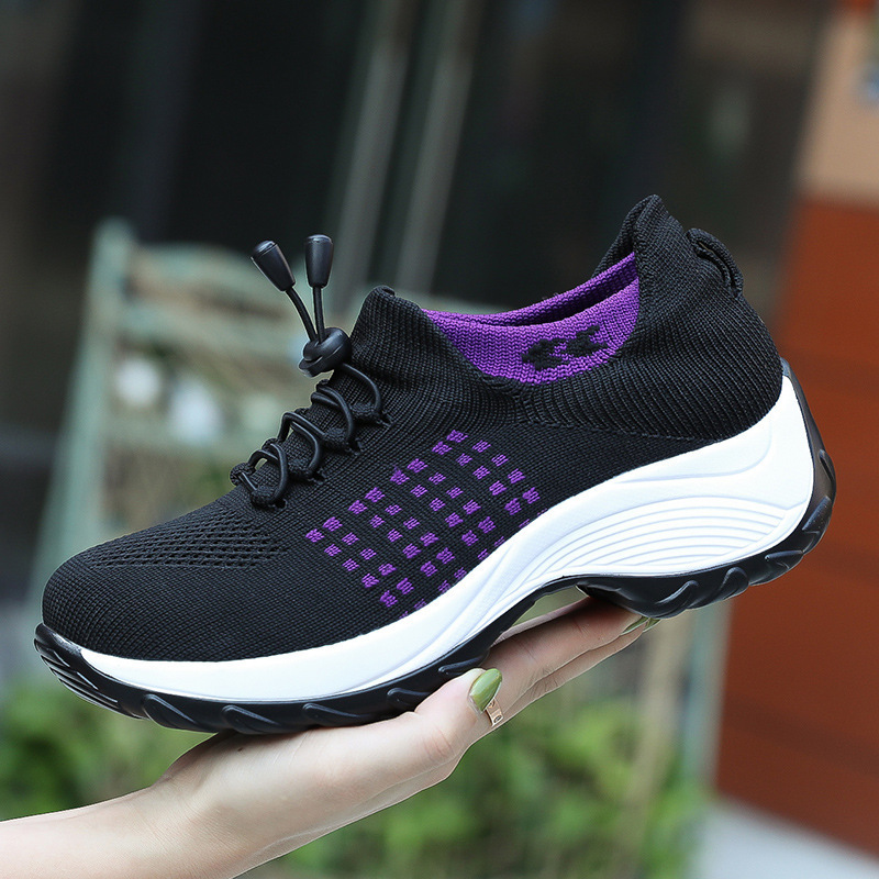 Plus Size High Elastic Breathable Casual Women's Trendy Lightweight Sock Shoes_voghion.com