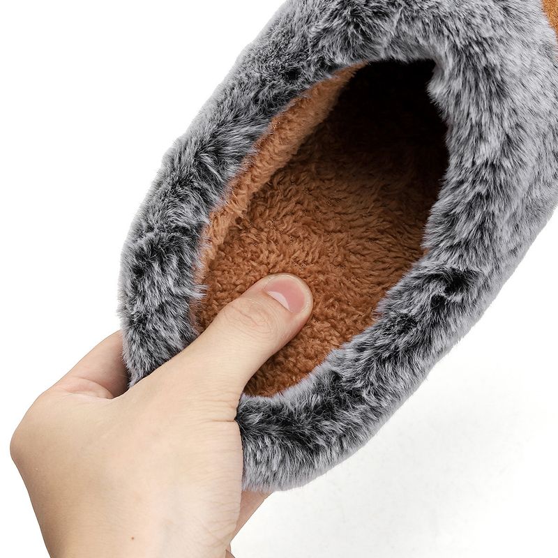 Neue flauschige Winterpantoffeln Bao Kopf rutschfeste warme Baumwollhose verblasste Wollmund dicke Sohle Paar Baumwollpantoffeln_voghion.com