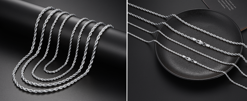 Italian Quality 14k Gold Plated Rope Chain For Men, 3mm 4mm Stainless Steel Necklace For Men, Sturdy & Non Tarnish Rope Chain Necklaces Mens Jewelry G_voghion.com