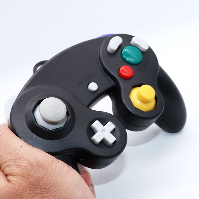 Game Single Three Point Blue Black White Silver GameCube Controller NGC Wired Console_voghion.com