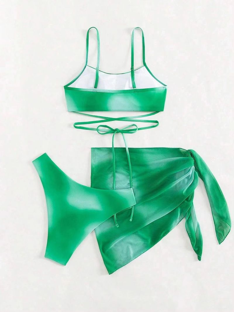 Abbigliamento da donna Costume da bagno bikini tie-dye con gonna a rete e spacco in tre pezzi_voghion.com