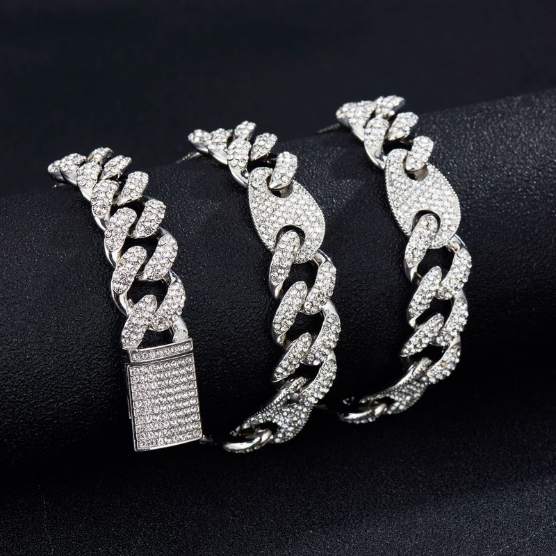 Bahar Küba zincir moda trendi tasarım hip hop kolye 15mm çinko alaşımlı yapay elmas kolye takı_voghion.com