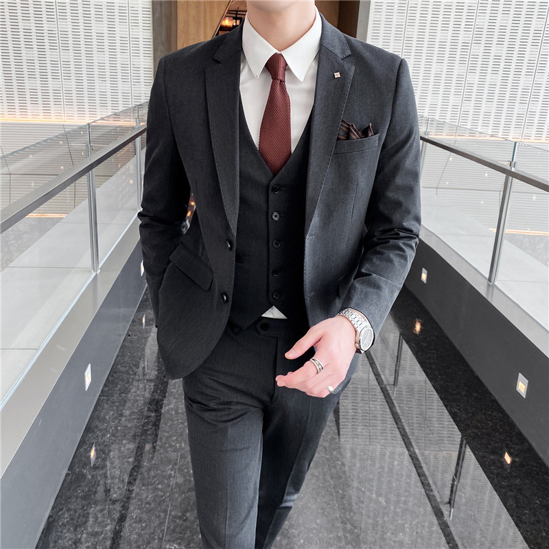 Herren-Set 2023, koreanische Version, Slim-Fit, geschäftlich, professionell, formeller Trauzeugenanzug, Hochzeitskleid des Bräutigams_voghion.com