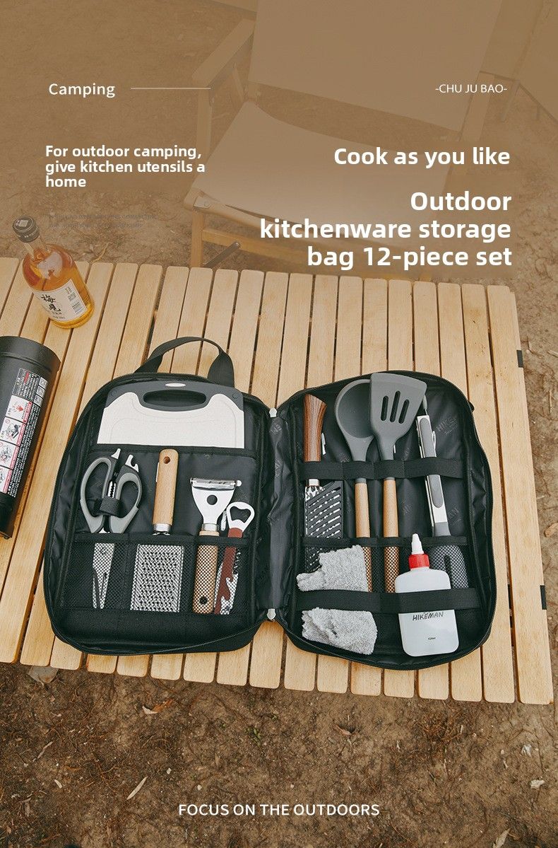 Campin Portable Set Outdoor BBQ Picnic Pot Spatula Knife Multi-functional Cookware Combination Cuttin Board Storae_voghion.com