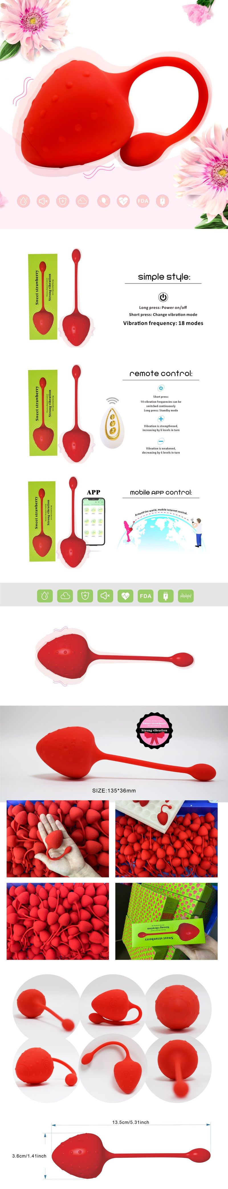 Frucht-Erdbeere-App, kabellose Fernbedienung, Vibration, Spring-Ei, Sexspielzeug für Erwachsene, männlich, weiblich, gemeinsamer Masturbator_voghion.com