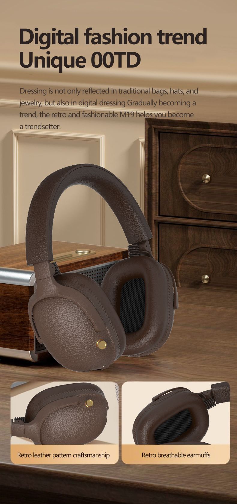 Retro Wireless Bluetooth Headphones – Over-Ear With Type-C, Hi-Fi Sound & RGB Lights (8+ Hours, IPX4 Splashproof, Compatible With IPhone/Android)_voghion.com