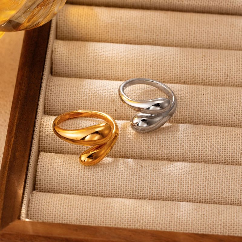 Cross-border Irregular Stainless Steel Adjustable Open Smooth Cross Wrap Ring In Stock_voghion.com