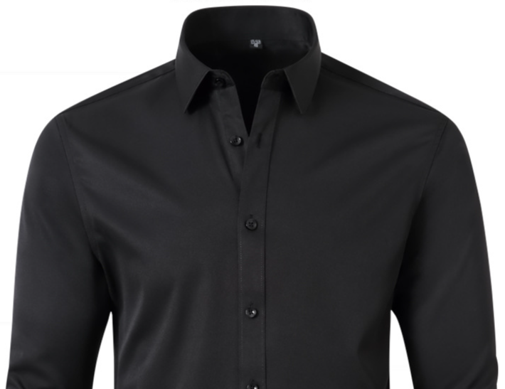 Camicia da uomo elasticizzata in quattro direzioni, camicia sottile da lavoro semplice, senza stiratura, antirughe_voghion.com