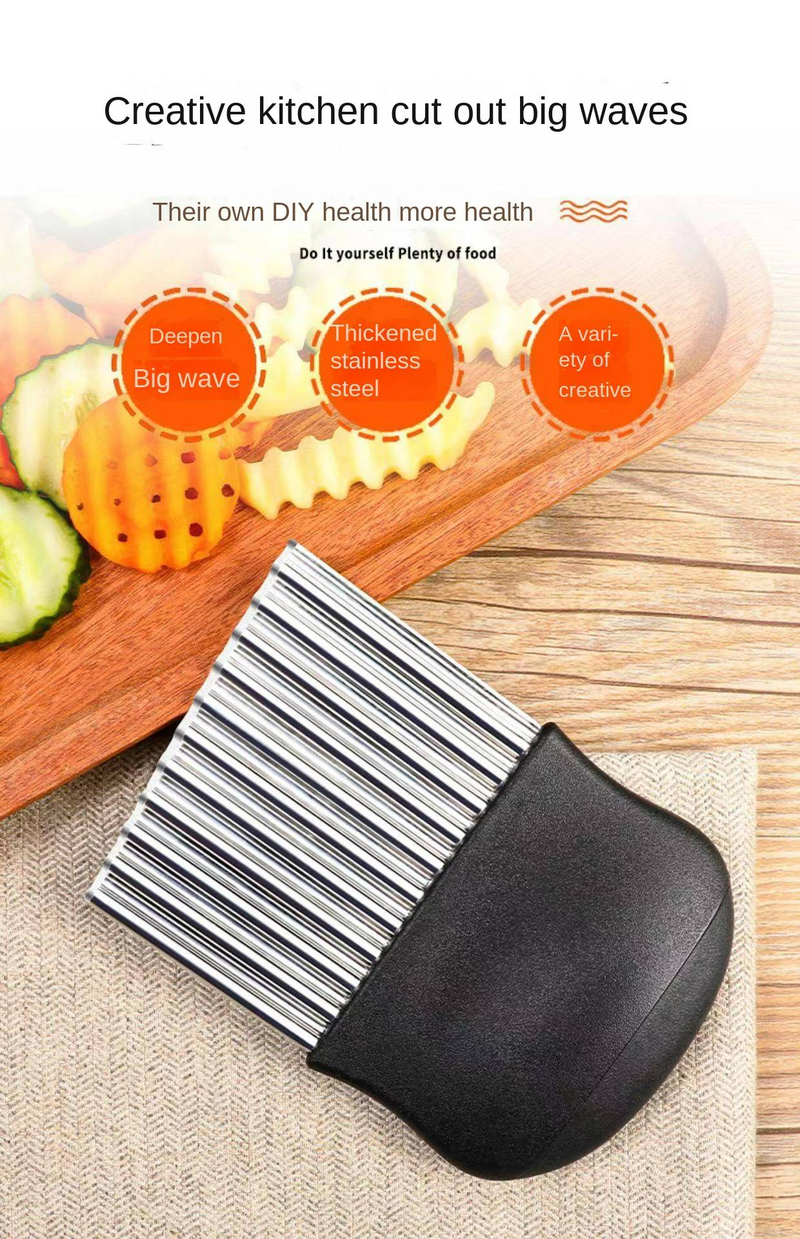 Edelstahl Kartoffel Wellenförmige Cutter Küche Werkzeug Französisch Fry Crinkle Cutter Slicer_voghion.com