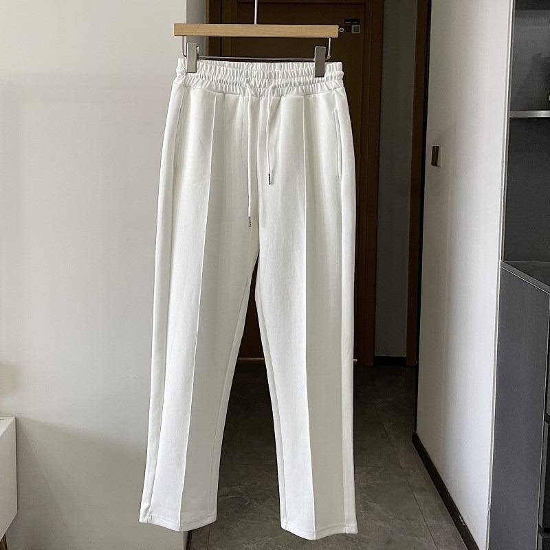 Men's Clothing Straight Sports Pants Men's White Casual Trousers Wide Leg Pants Spring And Autumn Sweatpants_voghion.com