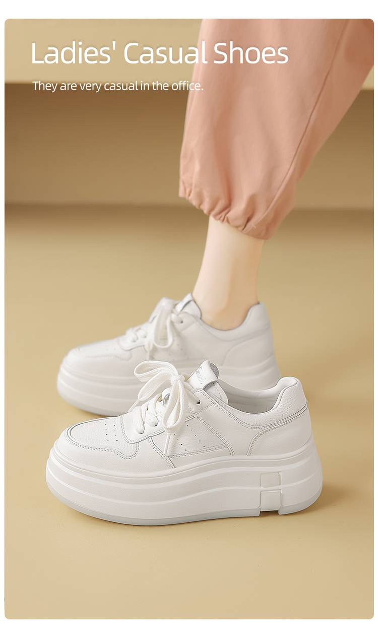 cameido Women's Thick - Soled White Sneakers, Spring 2025 Platform Casual Shoes, Elevating Lace - Up Slip - On Shoes For Women_voghion.com
