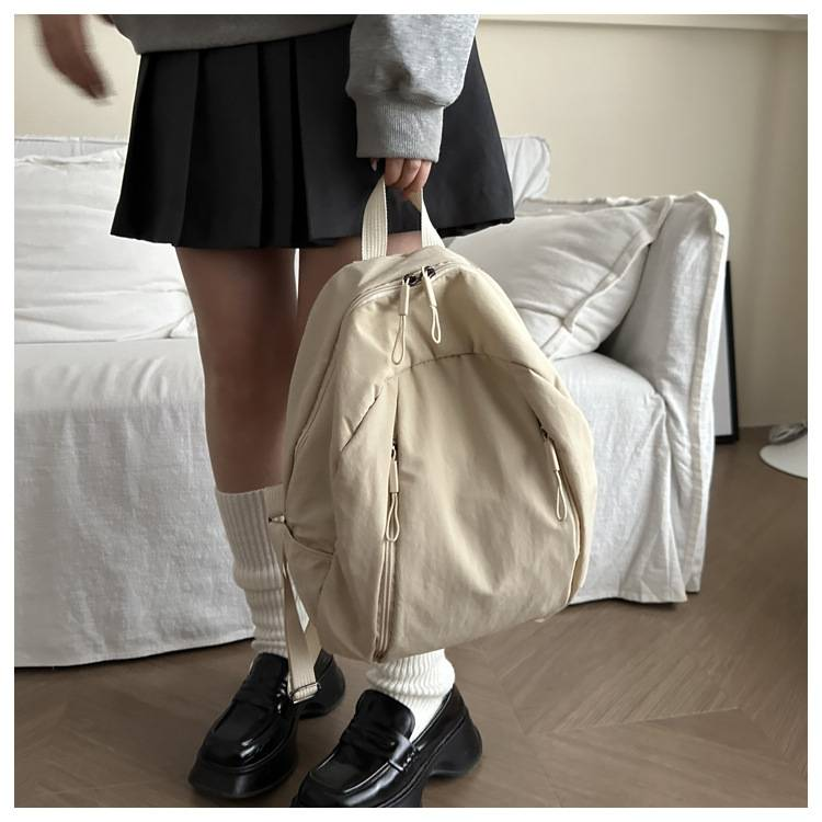 Backpack Niche Design Solid Color New Joker Large Capacity Commuter Travel Backpack_voghion.com