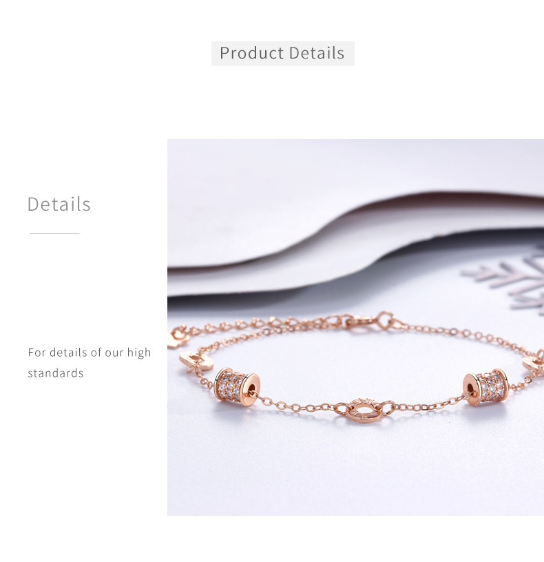 Bracciale da donna con numeri romani in argento Sterling 925, semplice, in oro rosa, di alta qualità._voghion.com