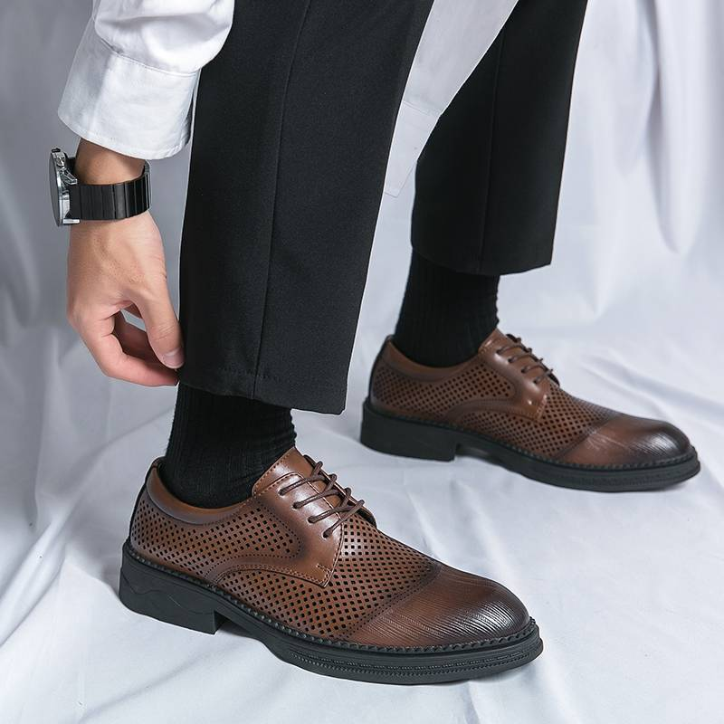 Leather Shoes Men Formal Fashionable Men'S Banquet Business Pointed Toe Low Top Leather Casual Soft Men'S Winter Cotton Shoes_voghion.com