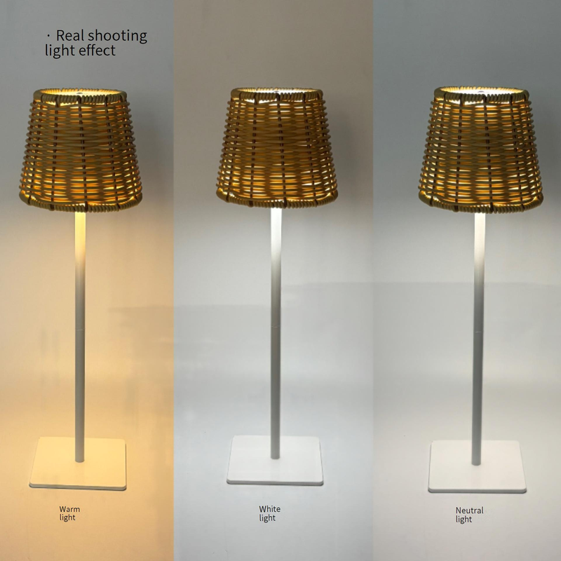 USB Rechargeable Rattan Table Lamp - Vintage Boho Style With Warm LED Light, Perfect For Bedroom, Living Room & Tatami Spaces_voghion.com