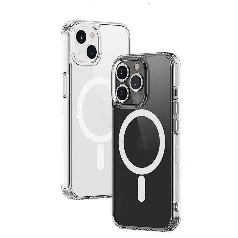 Magnetic Clear Case For IPhone 14 Pro Max/15/16 Series, Shockproof Slim Thin Anti-Yellowing TPU Protective Phone Case For IPhone 7 To 17 Pro Max_voghion.com