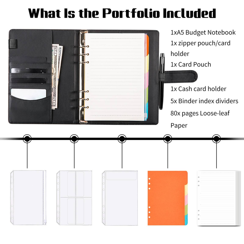 A5 Pastel PU Leather Binder Notebook – Refillable Planner With Zipper Pocket, Card Slots & Cash Holder – Premium Lined Journal For Work_voghion.com