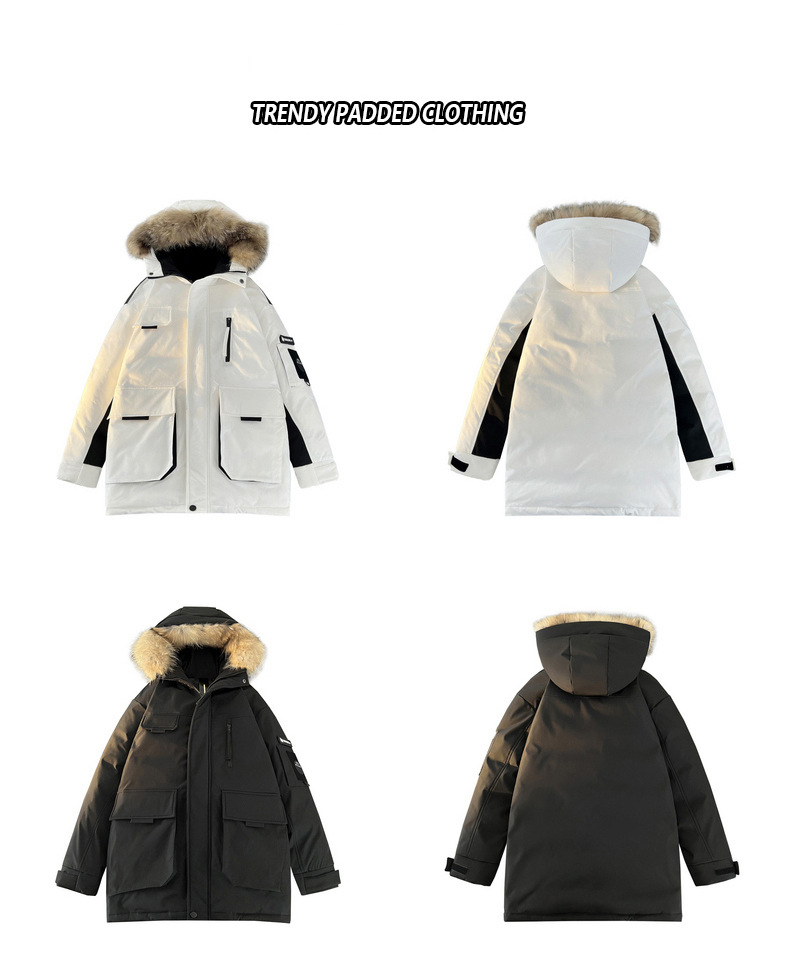 Men's Clothing Winter Lightweight Down Jacket With Fur Collar And Hood, Warm And Lightweight Duck Down Parka For Teenagers_voghion.com