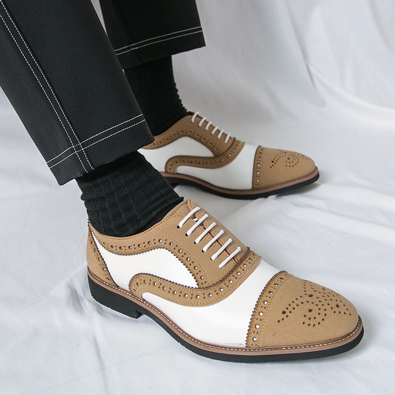 New Men's British Brown Business Derby Shoes Leather Lace-up Casual Office Black Men's Shoes Banquet Dress Wedding Oxford Shoes_voghion.com