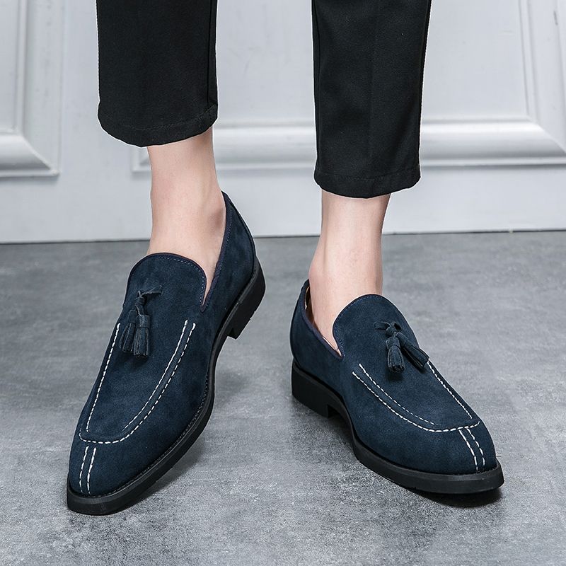 New Fashion Genuine Leather Tassel Business Casual Loafer Shoes For Men Black Business Formal Leather Shoes For Daily Office Casual Men's Shoes For Dr_voghion.com
