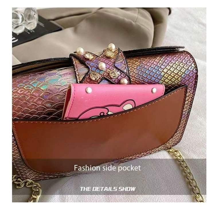 Bag Female Fashion Messenger Bag Red Super Fire Candy Color Chain Small Square Bag Small Crowd Stripe Messenger Bag Tide_voghion.com