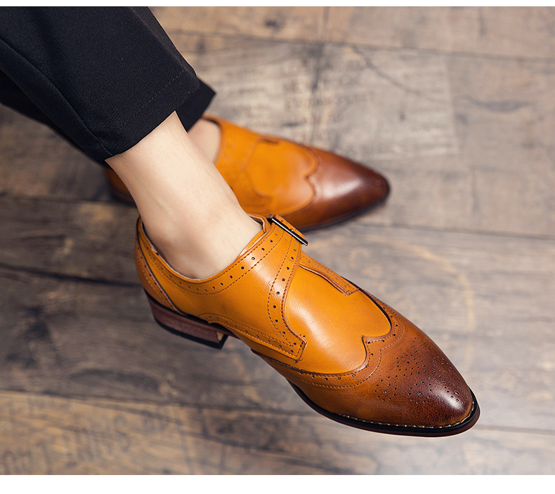 Scarpe derby classiche da uomo d'affari Scarpe da sposa in pelle color block_voghion.com