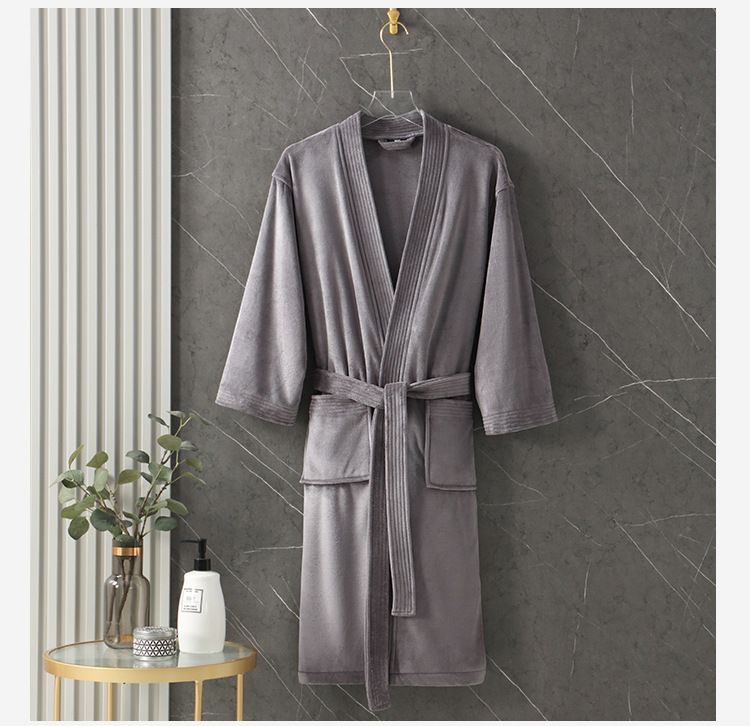 Microfiber Bathrobe Soft Winter Hotel Bathrobe Autumn And Winter Robe Absorbent Quick Drying Non Shedding Men's And Women's Bathrobe_voghion.com