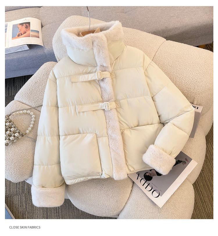 Veste courte en coton pour femme, élégante et matelassée, avec doublure polaire, coupe ample, chaude et confortable, pour homme et femme._voghion.com